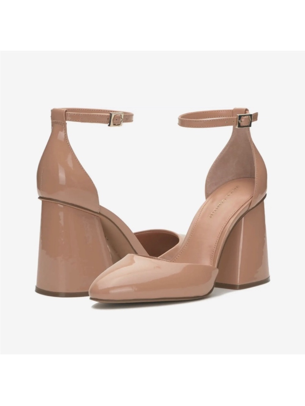Vince Camuto Addilenz Sandstone Nude Tan Patent Heels